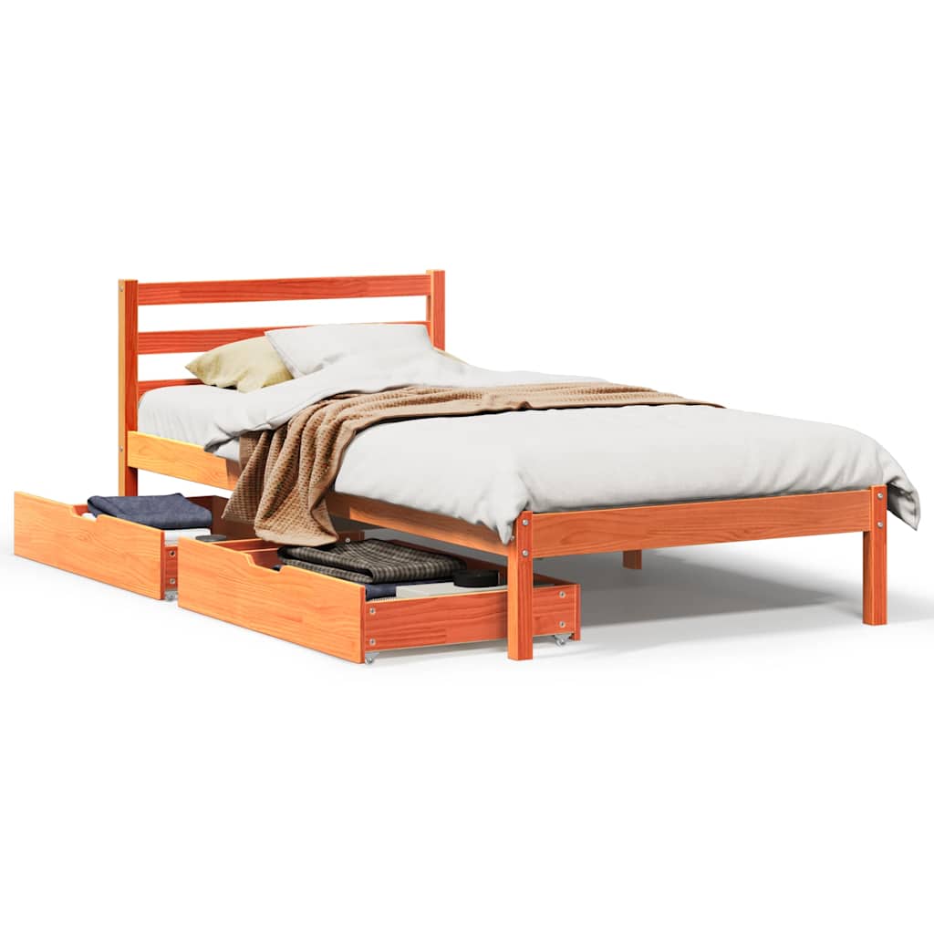 sengeramme uden madras 90x190 cm massivt fyrretræ gyldenbrun