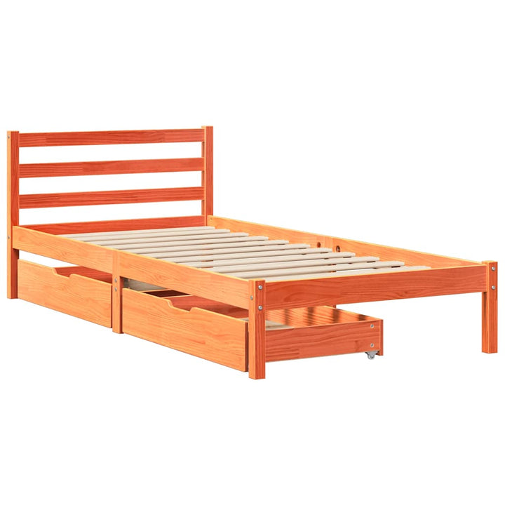 sengeramme uden madras 90x190 cm massivt fyrretræ gyldenbrun