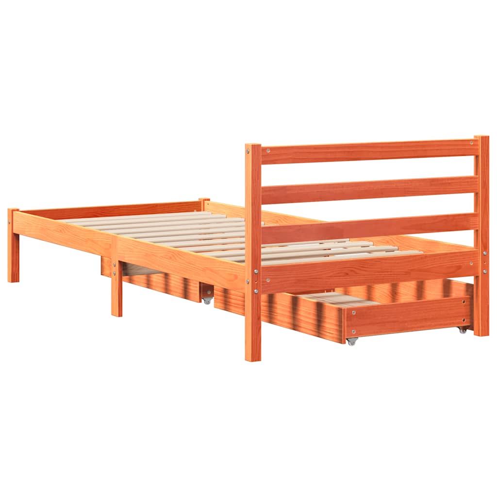 sengeramme uden madras 90x190 cm massivt fyrretræ gyldenbrun
