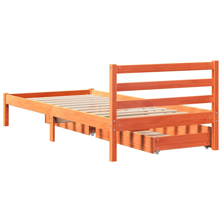 sengeramme uden madras 90x190 cm massivt fyrretræ gyldenbrun