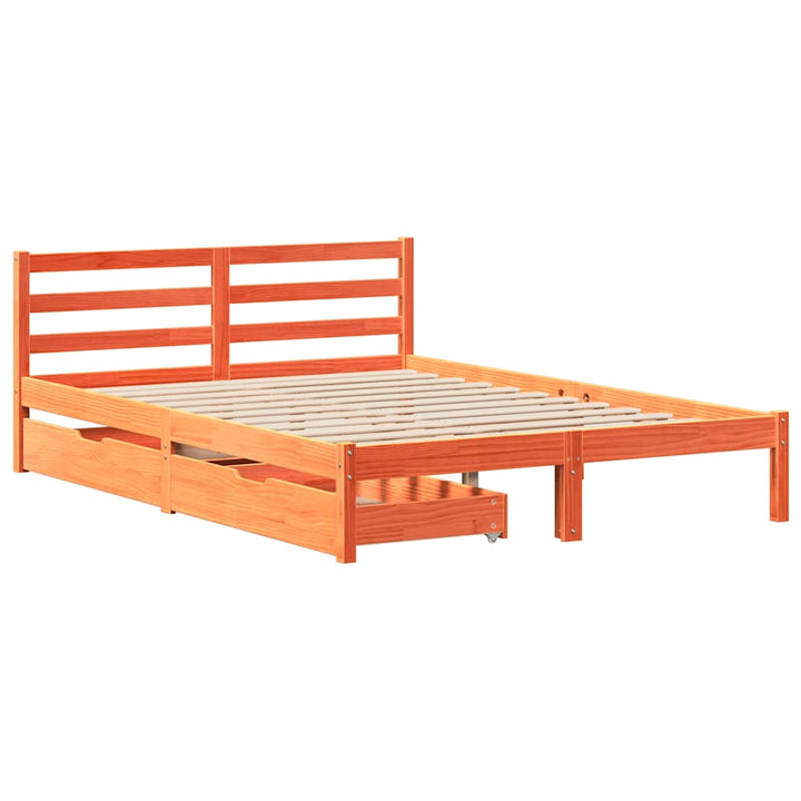 sengeramme uden madras 150x200 cm massivt fyrretræ gyldenbrun