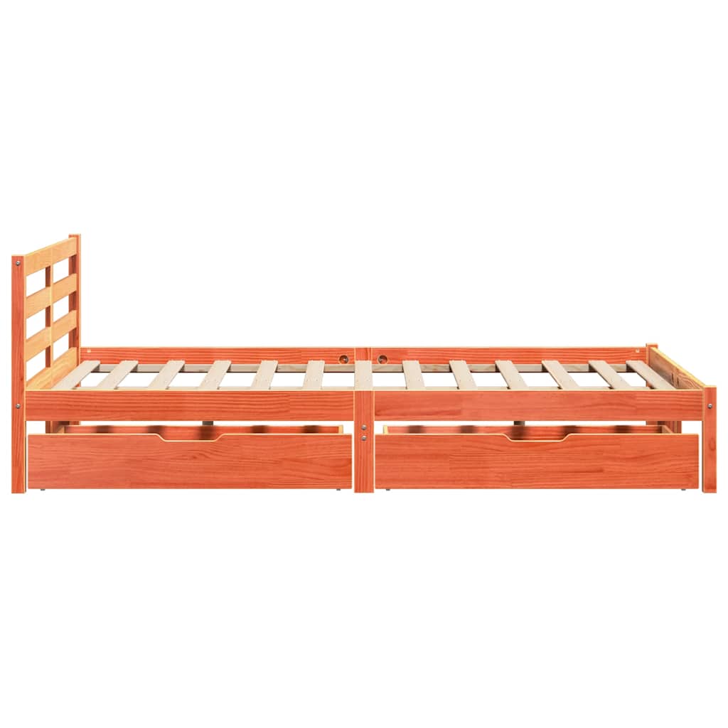 sengeramme uden madras 150x200 cm massivt fyrretræ gyldenbrun