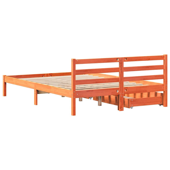 sengeramme uden madras 150x200 cm massivt fyrretræ gyldenbrun