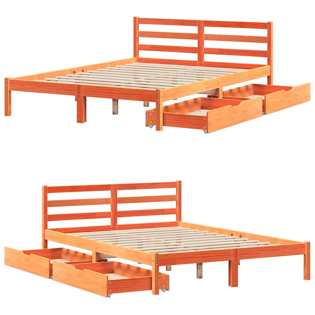 sengeramme uden madras 150x200 cm massivt fyrretræ gyldenbrun