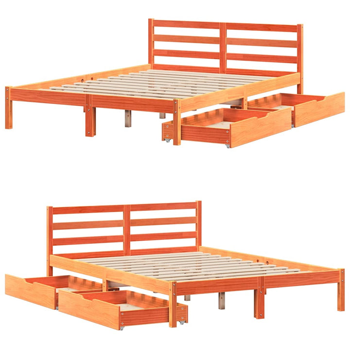 sengeramme uden madras 150x200 cm massivt fyrretræ gyldenbrun