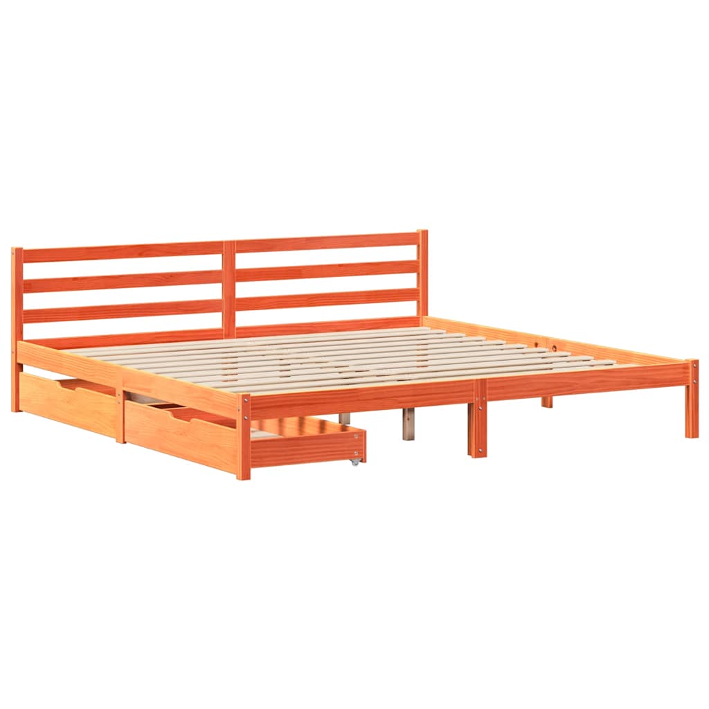 sengeramme uden madras 200x200 cm massivt fyrretræ gyldenbrun