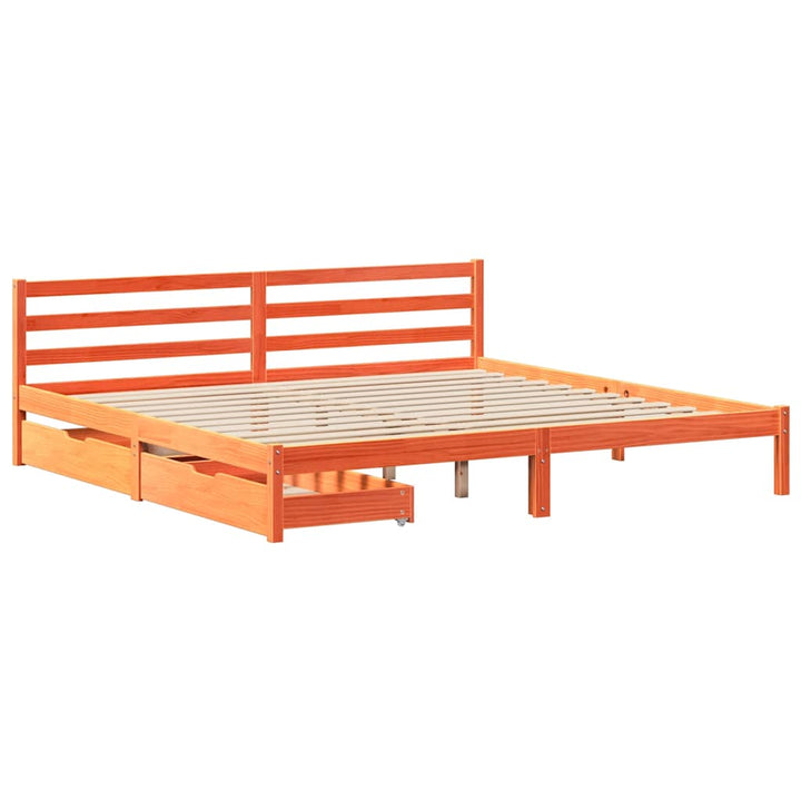 sengeramme uden madras 200x200 cm massivt fyrretræ gyldenbrun
