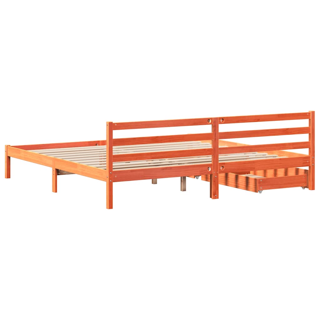 sengeramme uden madras 200x200 cm massivt fyrretræ gyldenbrun