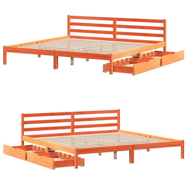 sengeramme uden madras 200x200 cm massivt fyrretræ gyldenbrun