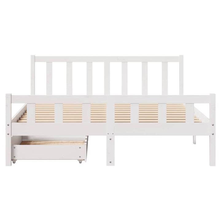 sengeramme uden madras 150x200 cm massivt fyrretræ hvid