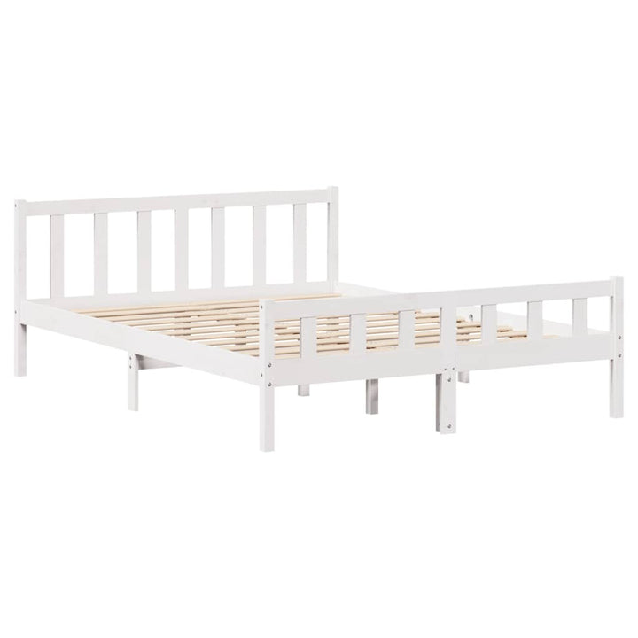 sengeramme uden madras 150x200 cm massivt fyrretræ hvid