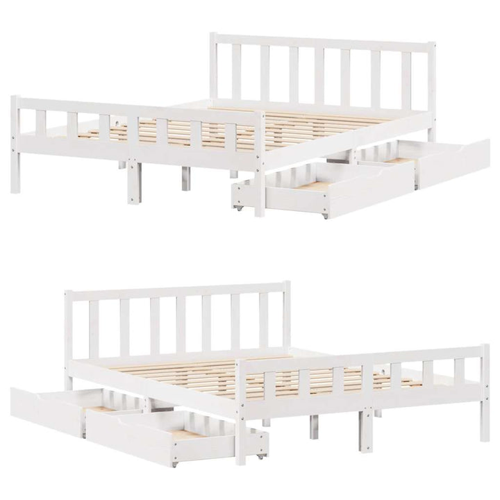 sengeramme uden madras 150x200 cm massivt fyrretræ hvid