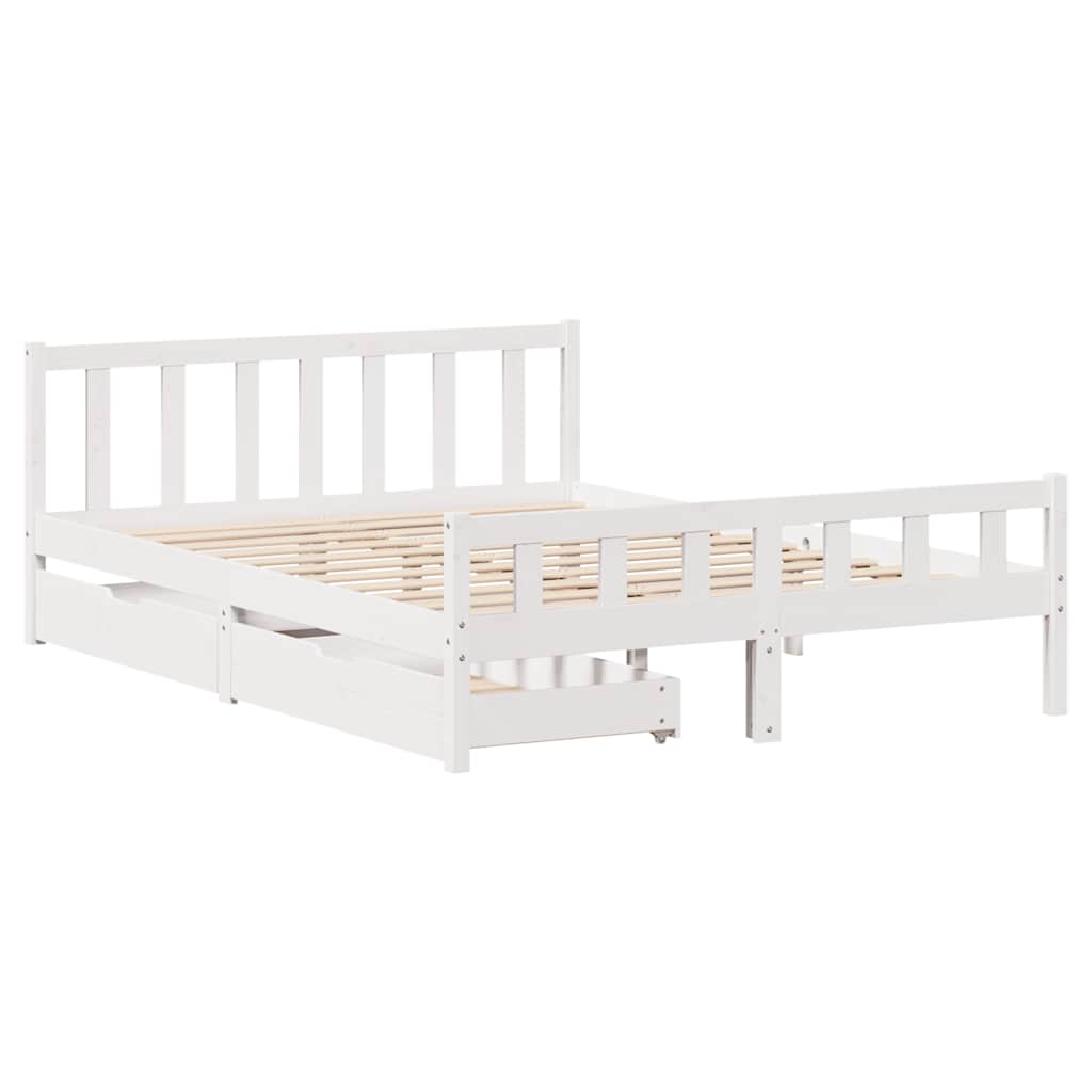 sengeramme uden madras 160x200 cm massivt fyrretræ hvid