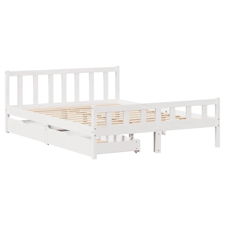 sengeramme uden madras 160x200 cm massivt fyrretræ hvid