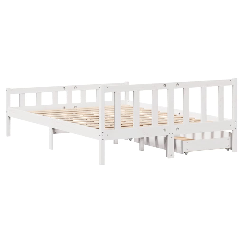 sengeramme uden madras 160x200 cm massivt fyrretræ hvid