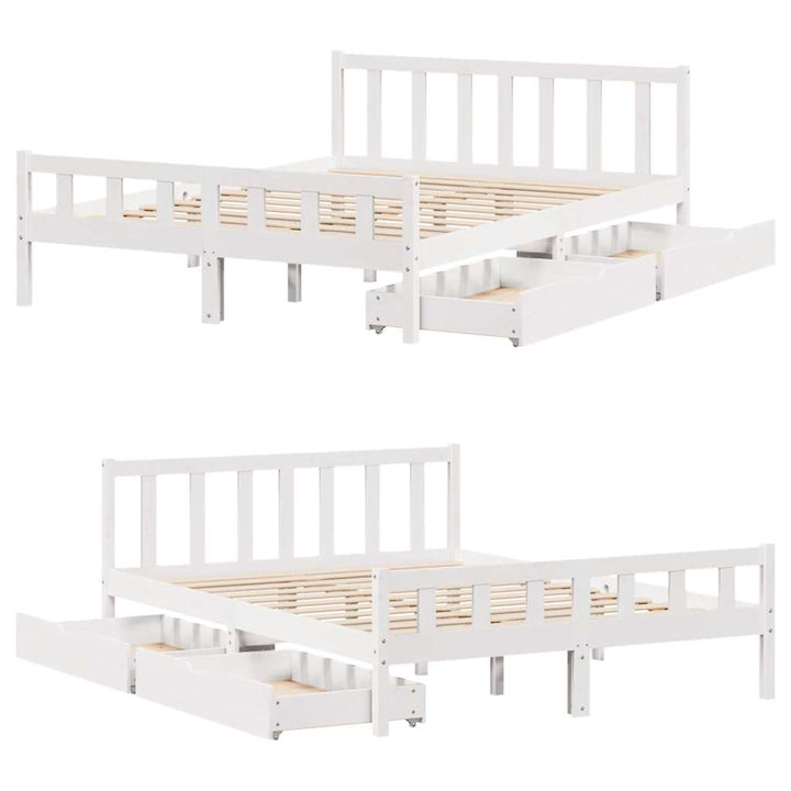 sengeramme uden madras 160x200 cm massivt fyrretræ hvid