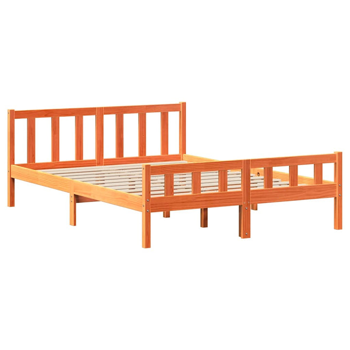 sengeramme uden madras 150x200 cm massivt fyrretræ gyldenbrun