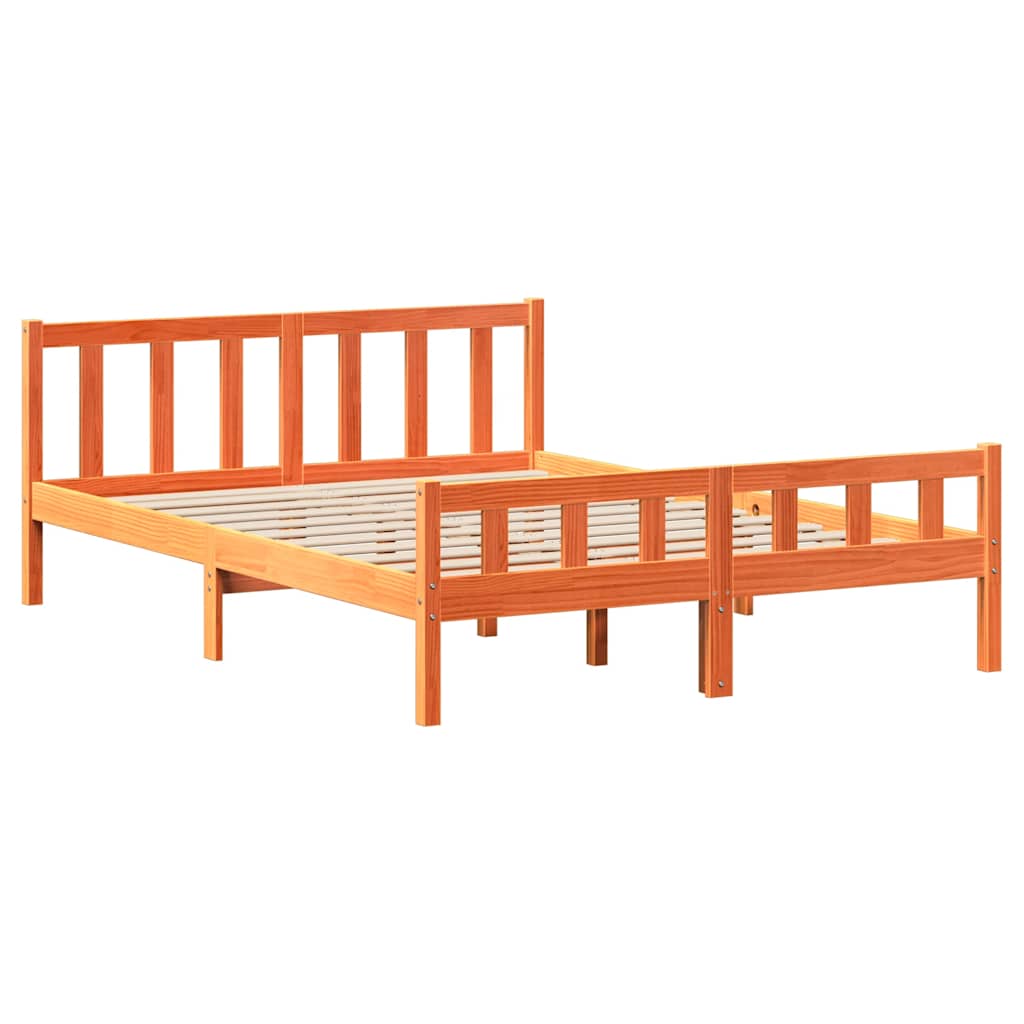 sengeramme uden madras 160x200 cm massivt fyrretræ gyldenbrun