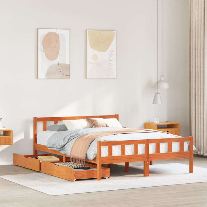 sengeramme uden madras 160x200 cm massivt fyrretræ gyldenbrun