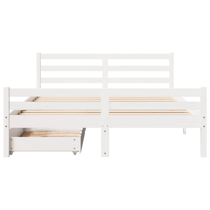 sengeramme uden madras 135x190 cm massivt fyrretræ hvid