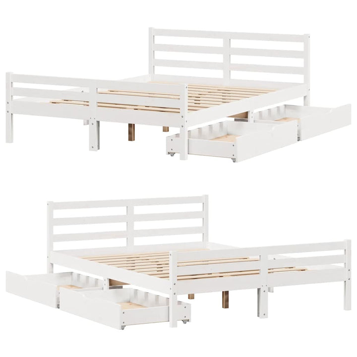 sengeramme uden madras 135x190 cm massivt fyrretræ hvid