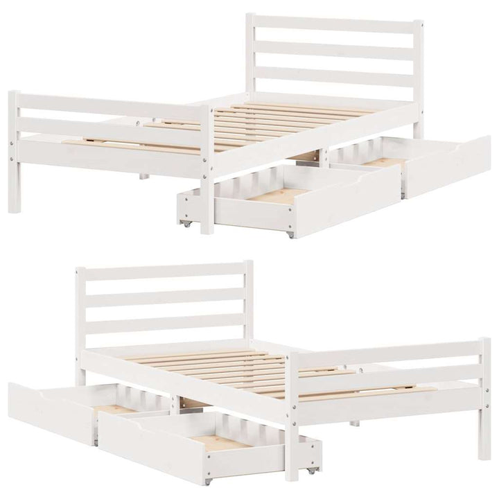 sengeramme uden madras 100x200 cm massivt fyrretræ hvid