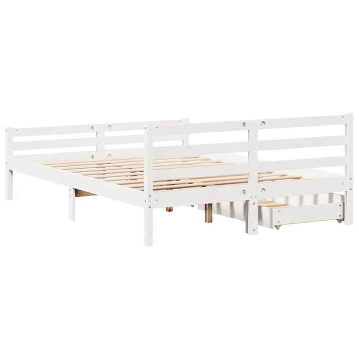 sengeramme uden madras 140x200 cm massivt fyrretræ hvid