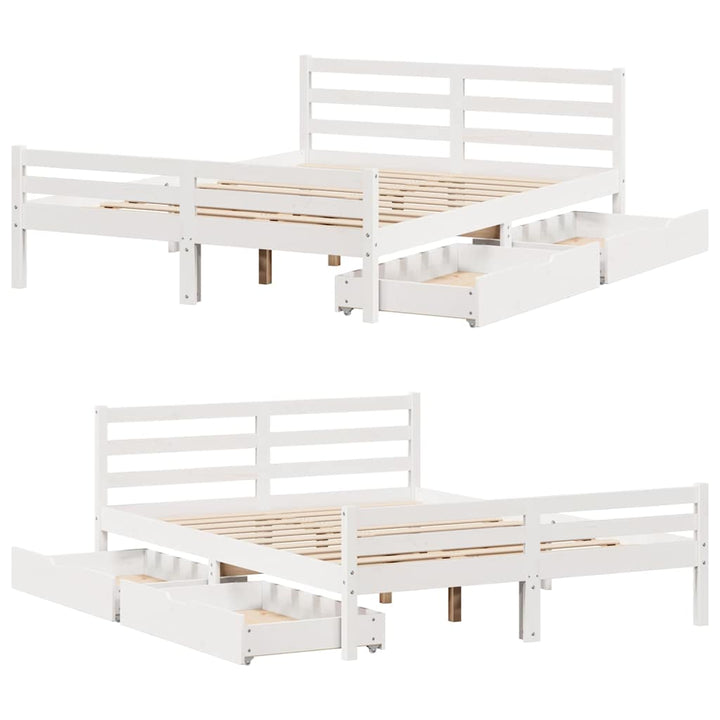 sengeramme uden madras 140x200 cm massivt fyrretræ hvid