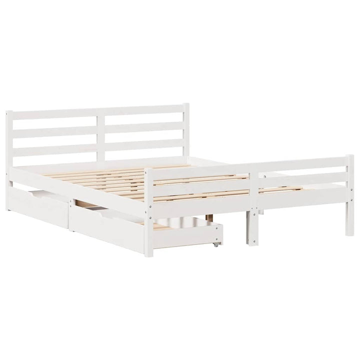 sengeramme uden madras 150x200 cm massivt fyrretræ hvid