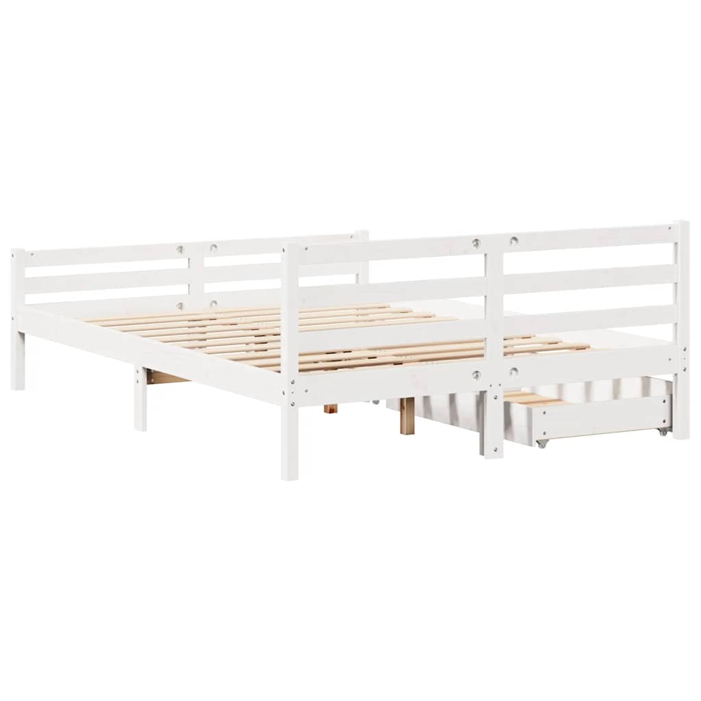 sengeramme uden madras 150x200 cm massivt fyrretræ hvid
