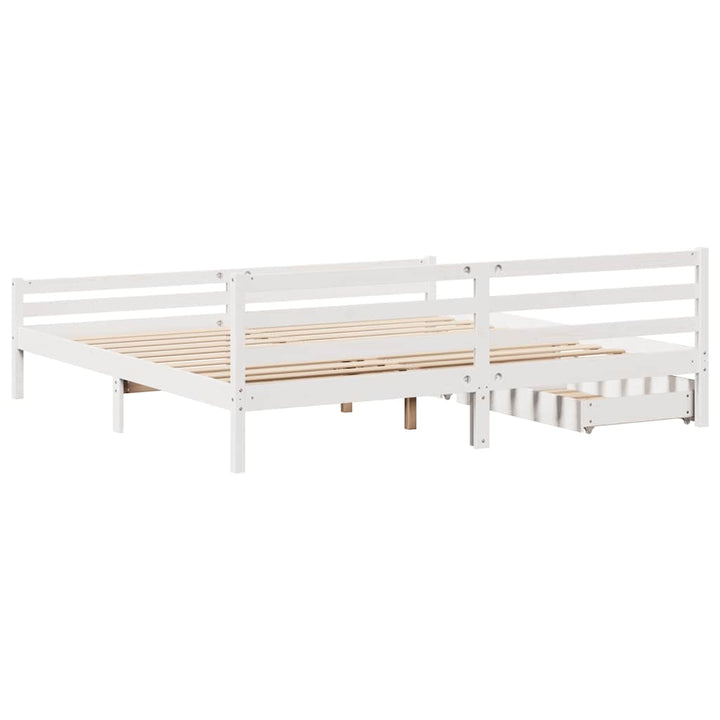 sengeramme uden madras 200x200 cm massivt fyrretræ hvid
