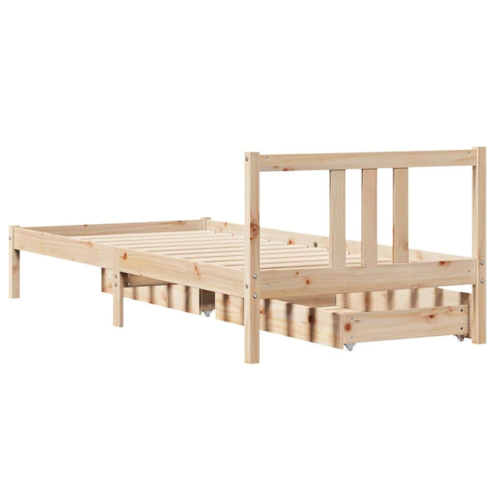 sengeramme uden madras 75x190 cm massivt fyrretræ