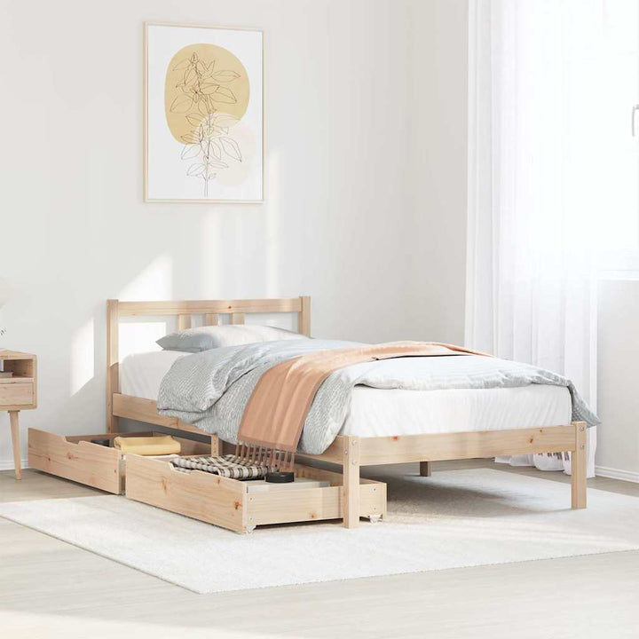 sengeramme uden madras 75x190 cm massivt fyrretræ