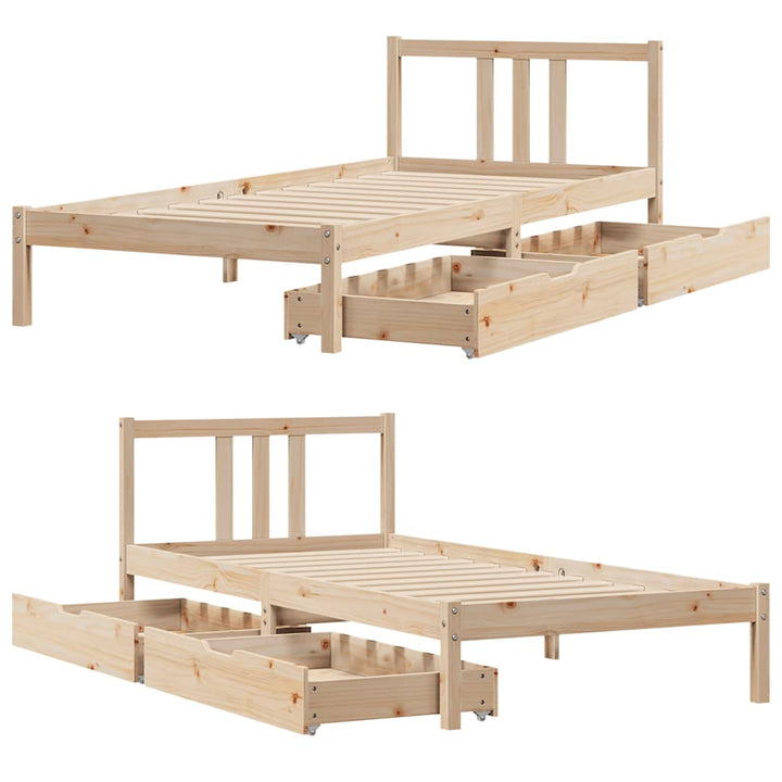 sengeramme uden madras 90x190 cm massivt fyrretræ