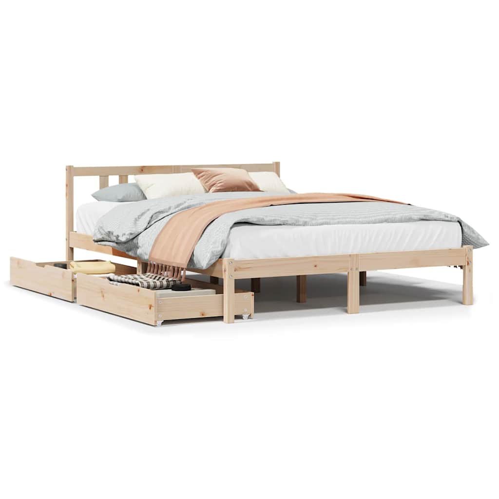 sengeramme uden madras 135x190 cm massivt fyrretræ hvid