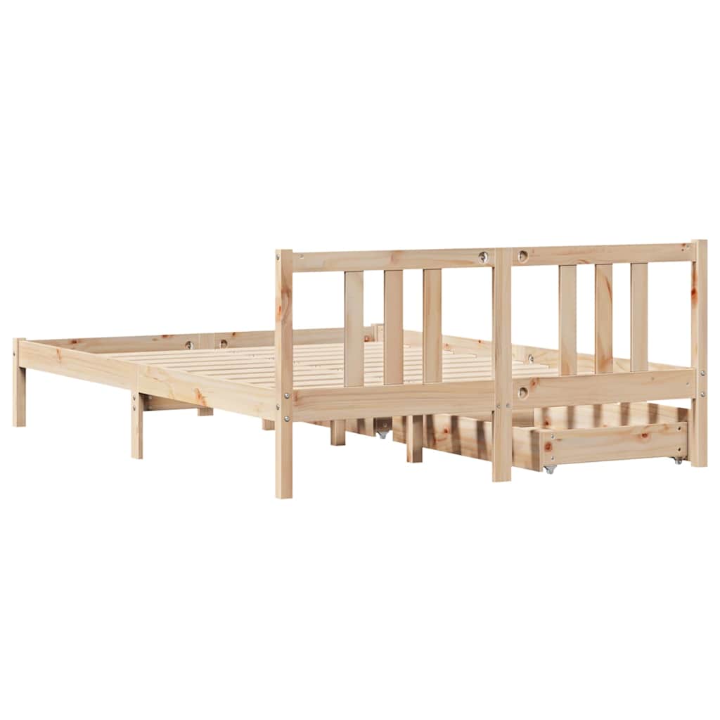 sengeramme uden madras 135x190 cm massivt fyrretræ hvid