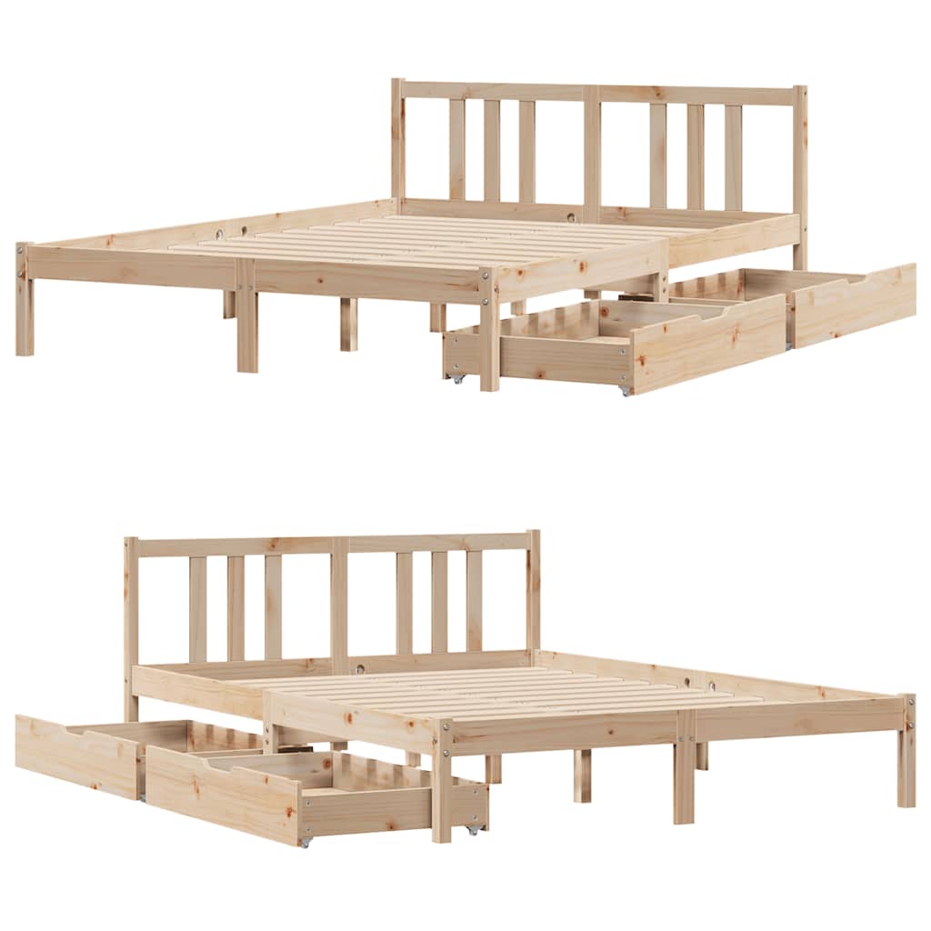 sengeramme uden madras 135x190 cm massivt fyrretræ hvid