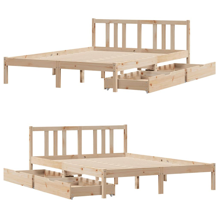 sengeramme uden madras 135x190 cm massivt fyrretræ hvid