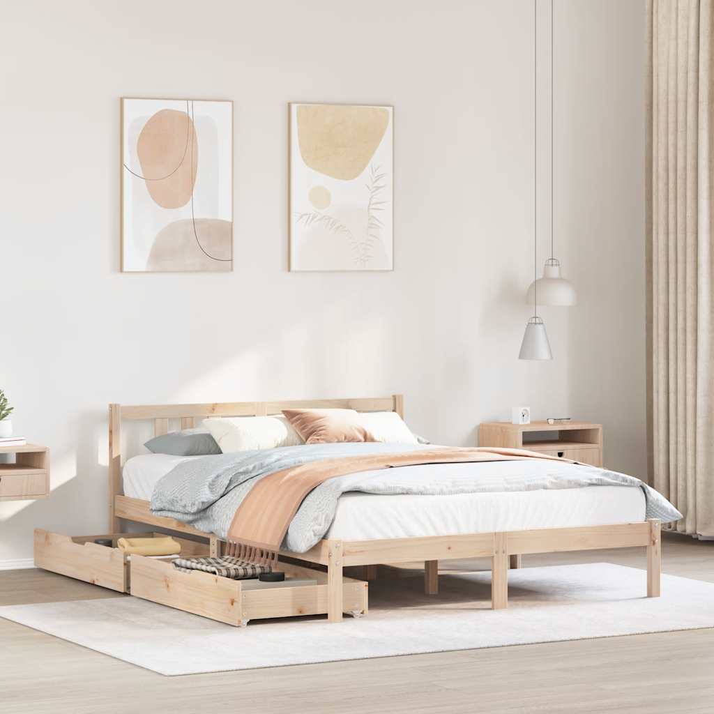 sengeramme uden madras 135x190 cm massivt fyrretræ hvid