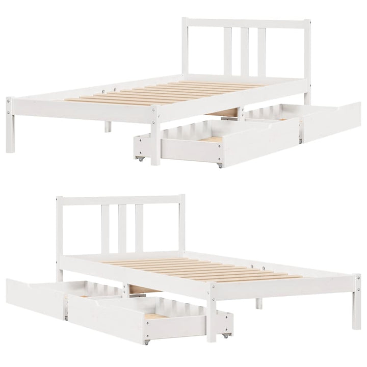 sengeramme uden madras 90x200 cm massivt fyrretræ hvid