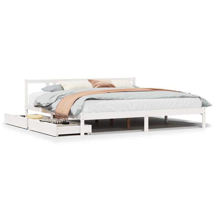 sengeramme uden madras 200x200 cm massivt fyrretræ hvid