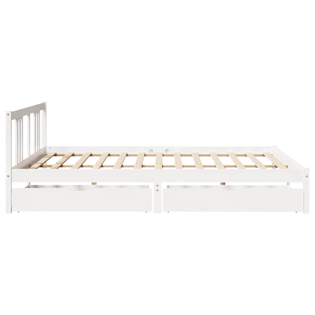 sengeramme uden madras 200x200 cm massivt fyrretræ hvid