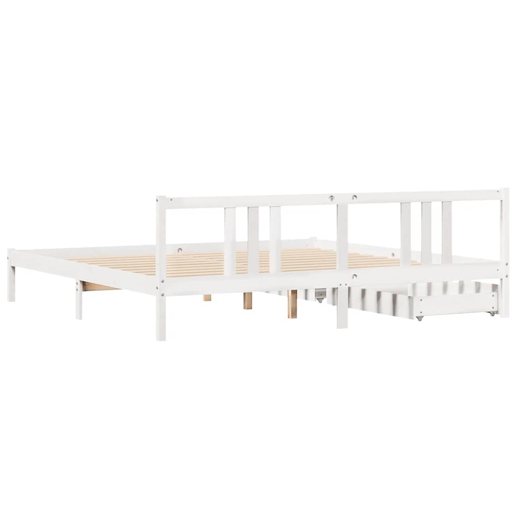 sengeramme uden madras 200x200 cm massivt fyrretræ hvid