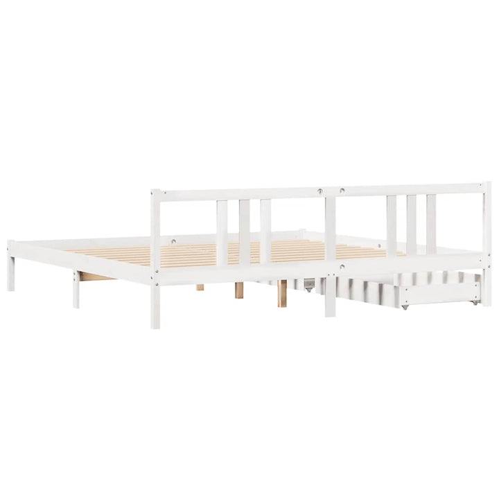 sengeramme uden madras 200x200 cm massivt fyrretræ hvid