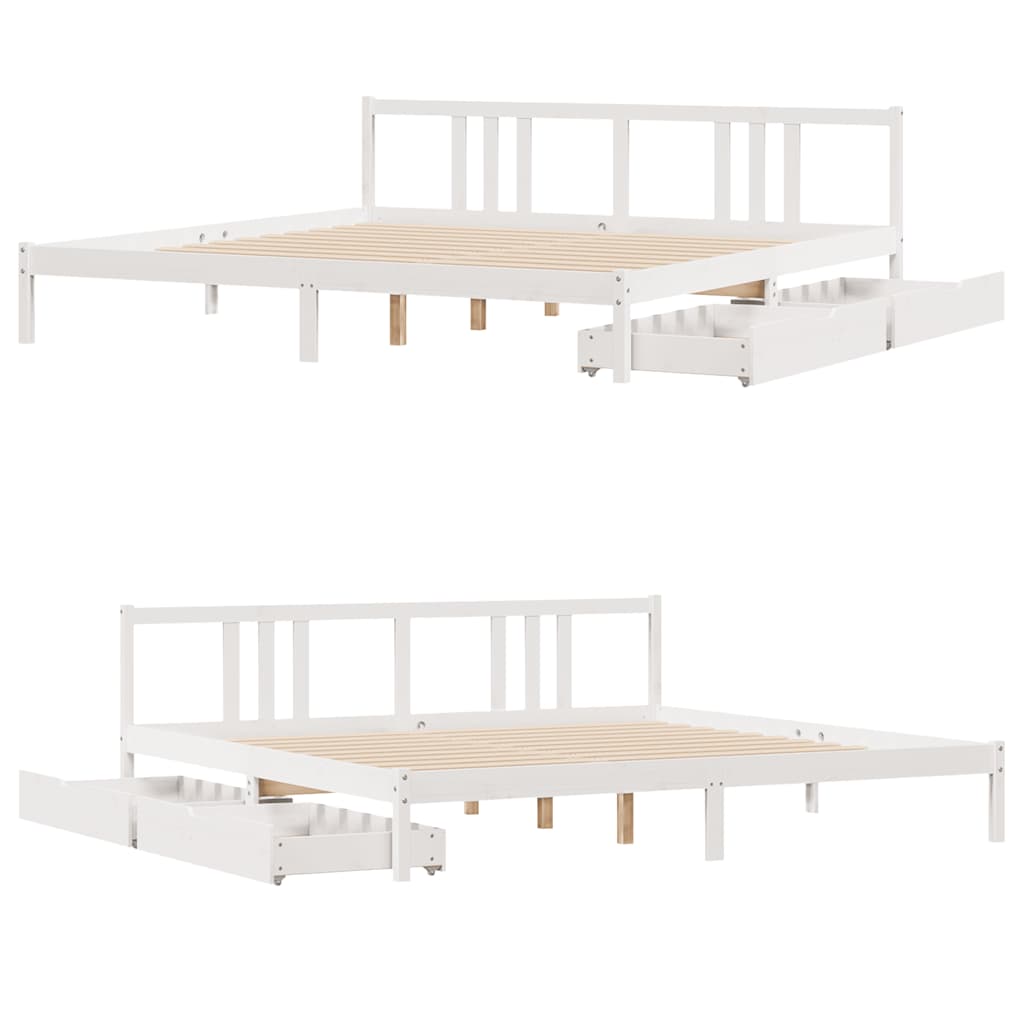 sengeramme uden madras 200x200 cm massivt fyrretræ hvid