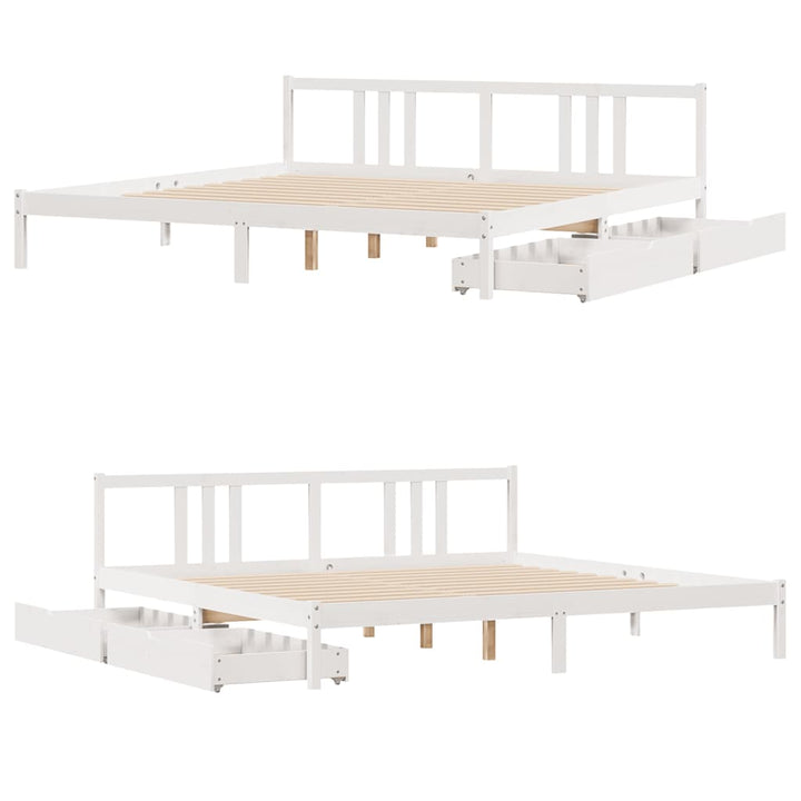sengeramme uden madras 200x200 cm massivt fyrretræ hvid
