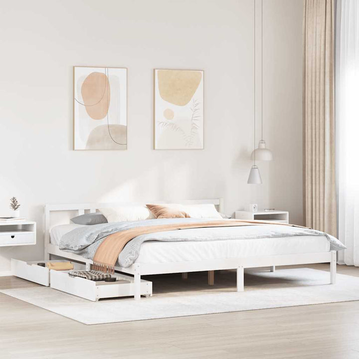 sengeramme uden madras 200x200 cm massivt fyrretræ hvid
