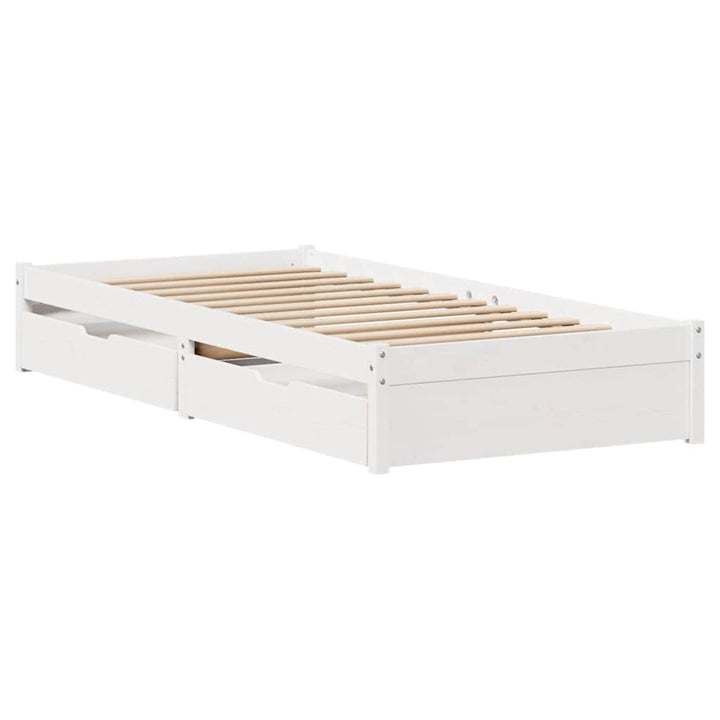 sengeramme uden madras 75x190 cm massivt fyrretræ hvid