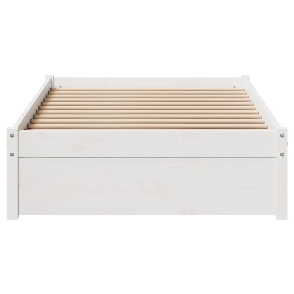 sengeramme uden madras 75x190 cm massivt fyrretræ hvid