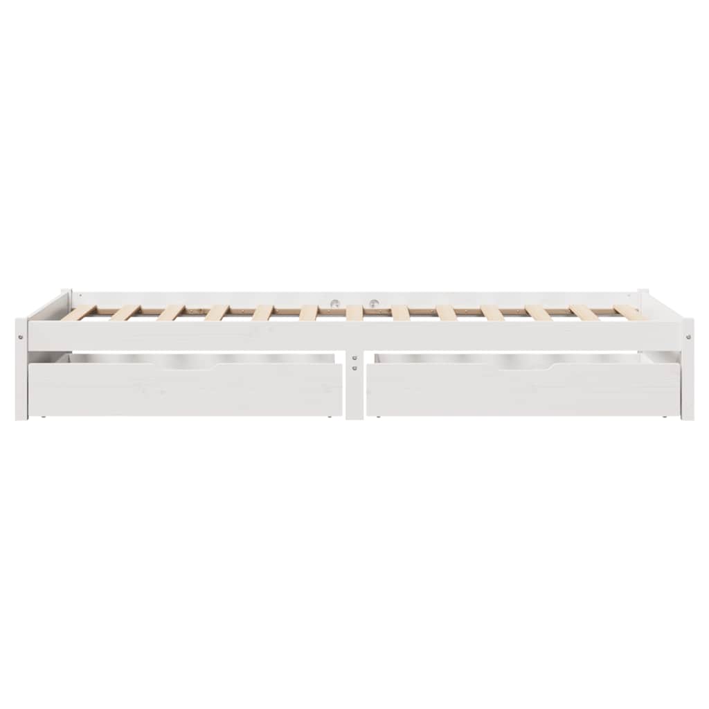 sengeramme uden madras 75x190 cm massivt fyrretræ hvid